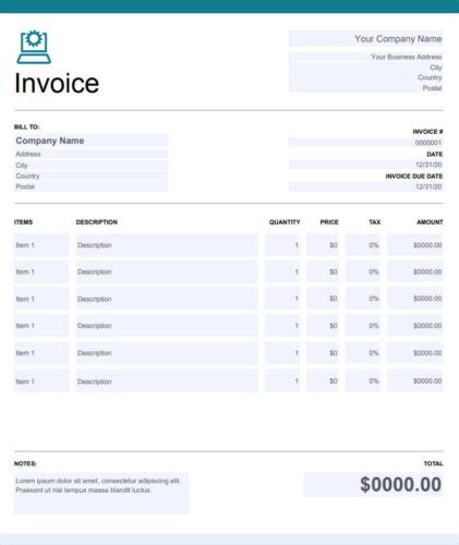 Computer Repair Invoice Template 的图像结果