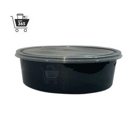 750ml Flat Round Container Black, Pack of 1