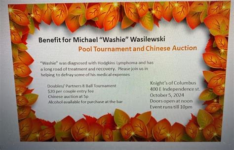 Michael "Washie" Wasilewski , Knights of Columbus , Shamokin, 5 October ...