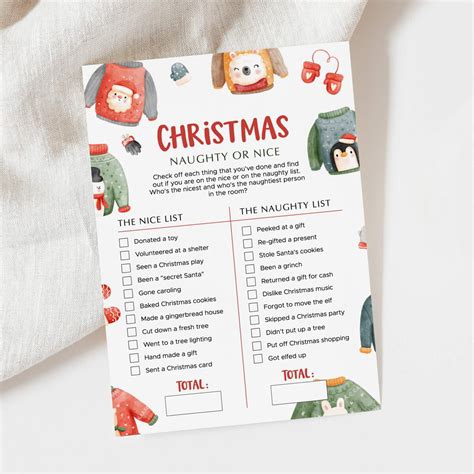 Funny Santa's Naughty or Nice List | Printable Xmas Game for Adults