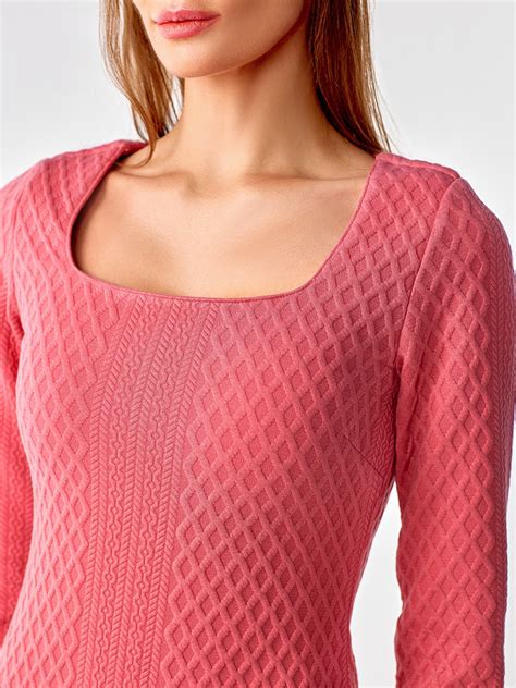 Pink Jacquard Bodycon Dress