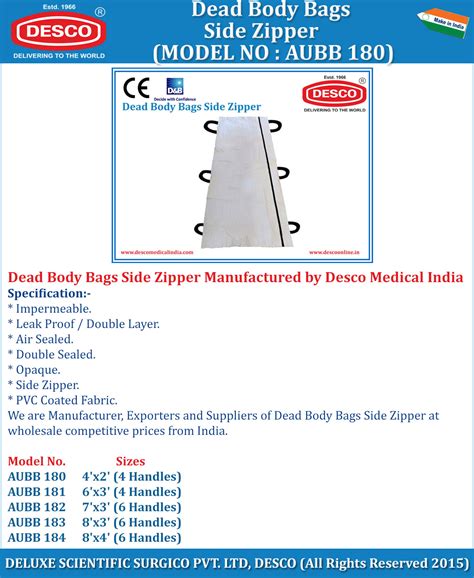 Disposable Side Zipper Dead Body Bags - Manufacturers, Exporters ...
