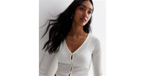 Cream Pointelle Knit Cropped Cardigan | New Look