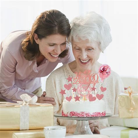 Buy Happy 60th Birthday Cake Topper Rose Gold, 60th Birthday Cake ...