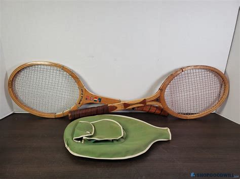 Vintage Wooden Tennis Rackets With Green Carry Case | ShopGoodwill.com