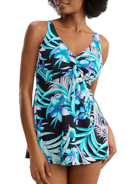 Roxanne BLACK Ocean Bloom Underwire Swim Dress 36DD, Tummy Control, UPF ...