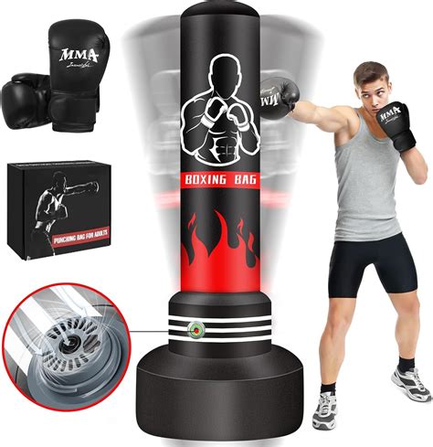 JUOIFIP Punching Bag Adult 180cm-Upgraded Self Inflating Heavy Boxing ...