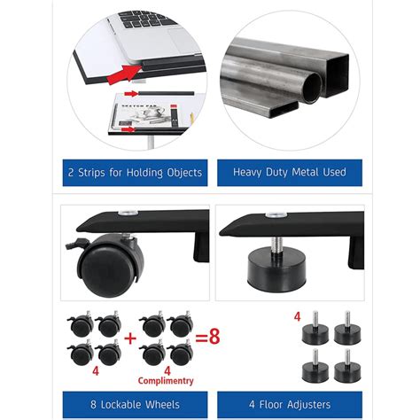 Laptop Projector Study Table Desk with Wheels Adjustable Height and ...