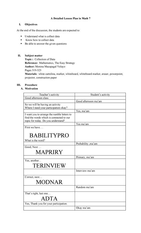 Image result for Lesson Plan in Math 7With Annotation