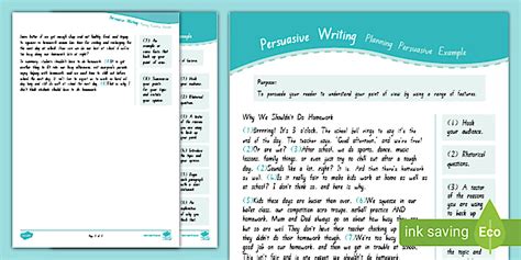 Level 3 Persuasive Writing Exemplar with Annotations