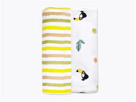 Organic Muslin Swaddles Set of 2 - Tropical Toucan | Baby Swaddle by ...