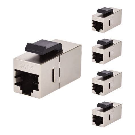 Iwillink (5 Pack) Metal Housing Cat6 Shielded Keystone RJ45 Coupler ...