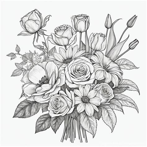 Simple Flower Bouquet Line Drawing | Stable Diffusion Online