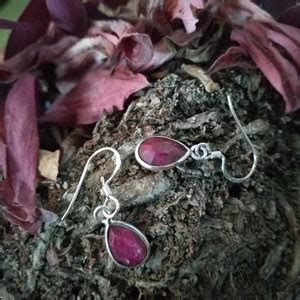 Buy Ruby Earring Sterling Silver Bezel Earring Daily Wear Earring Pear ...