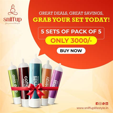 5 SETS OF PACK OF 5 AROMATHERAPY COLLECTION – SniffUp
