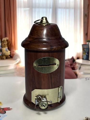 Daim® Wooden Handicrafts Lantern Shaped Wooden Money Box with Lock ...