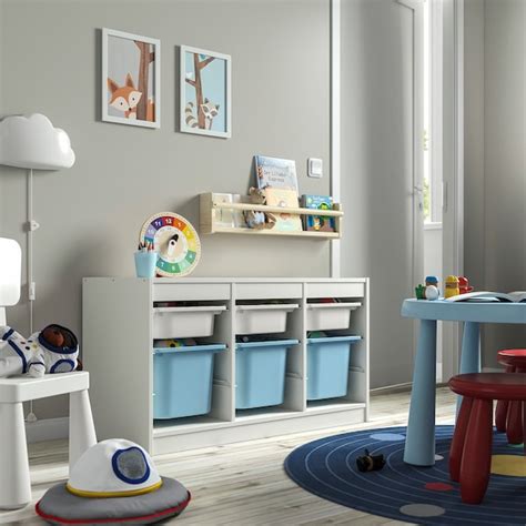 TROFAST storage combination with boxes, white white/light blue ...