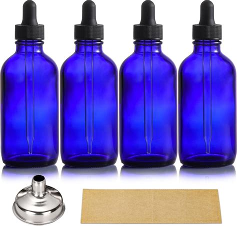 Amazon.com: AOZITA 4 Pack, 4 oz Blue Dropper Bottles, Black Cap ...