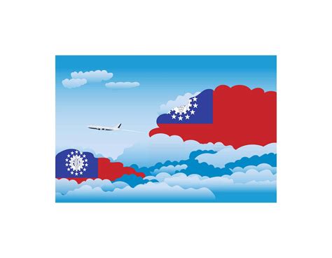 Myanmar Burma Day Clouds Airplane Airport Flight Vector Illustration ...