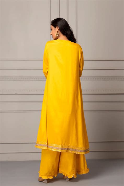 Yellow Shantoon Handcrafted Gota Patti Fusion Dress – Geroo Jaipur