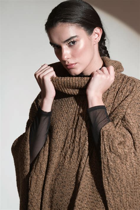 Brown Tourmaline Cowl Neck Poncho – Khaleej