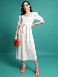 Tokyo Talkies Women A-line White Midi/Calf Length Dress - Buy Tokyo ...