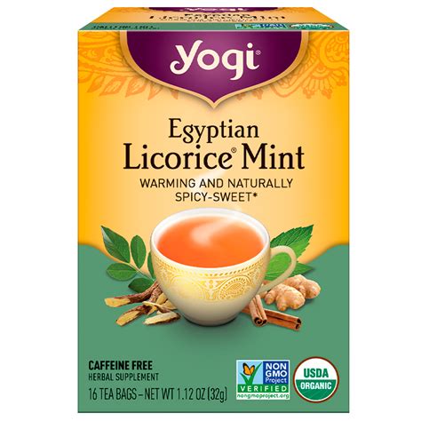 Yogi Tea, Egyptian Licorice Mint, Caffeine Free, 16 Tea Bags, 1.12 oz ...