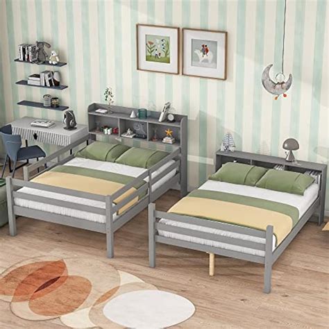 Full Over Full Bunk Beds with Bookcase | Ubuy India