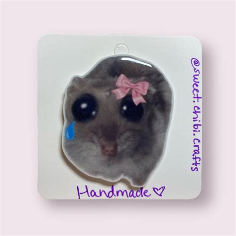 Sad Hamster Meme Pin With and Without Bow Handmade - Etsy