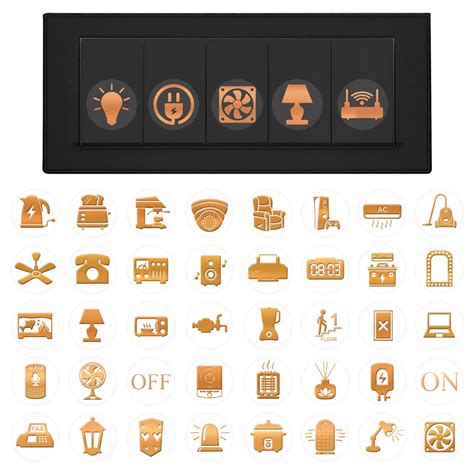 GLUN® Electric Board Switch Stickers, All Types 60+ Appliances Icons ...