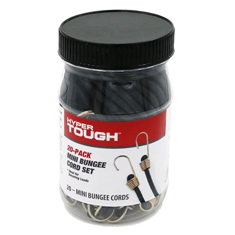 Hyper Tough 20 Pack, 10 inch Mini Bungee Cord Set in Plastic Jar ...