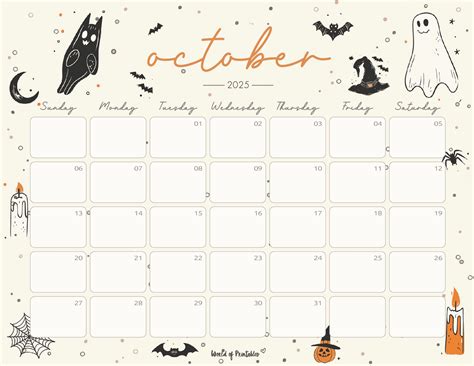October 2025 Printable Halloween-Themed Calendar | Monthly planner ...