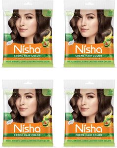 Nisha Creme Hair Color Pouch 40 gm ,Dark Brown (Pack OF 4) , Dark Brown ...