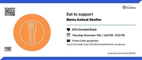 Pyros Pizza Percentage Night for Metro Animal Shelter, Pyro's Fire ...