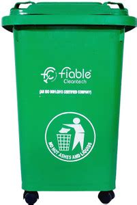 fiable cleantech 50 Liter Dustbin With Lid | Wheeled Dustbin | Green ...