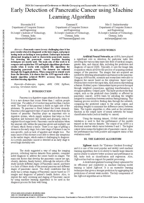 Early Detection of Pancreatic Cancer using Machine Learning Algorithm ...
