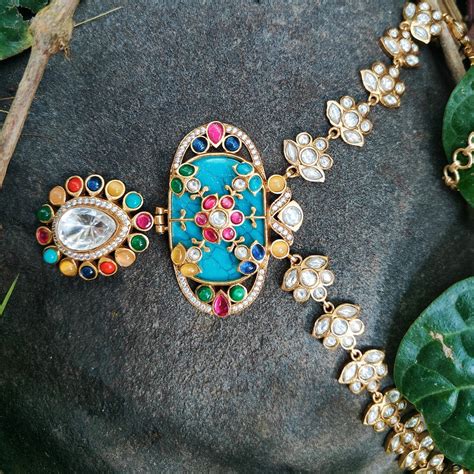 Stunning Navratn polki long necklace – Adaa