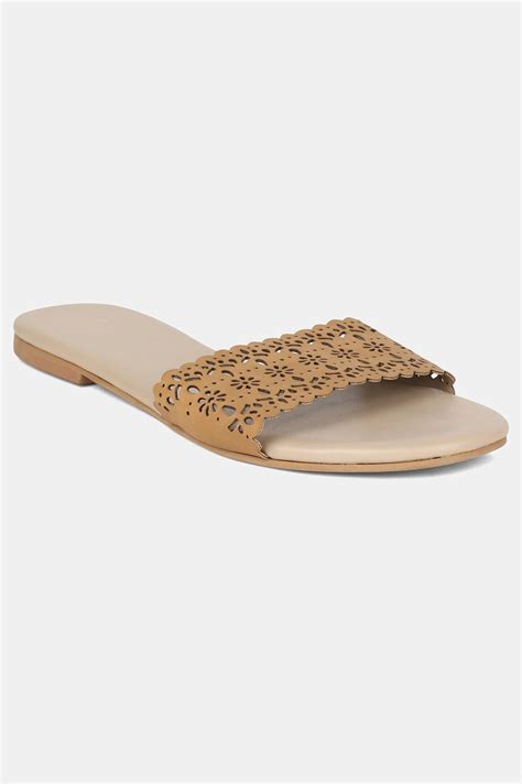 Buy Beige Round Toe Laser Cut Flat @ 1999 | W for woman – wforwoman