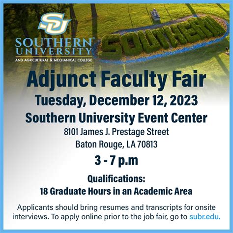 Southern University to hold job fair for adjunct faculty on December 12 ...