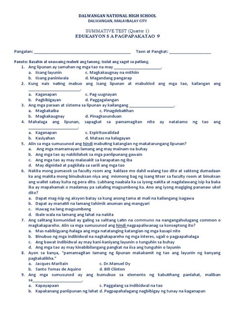 Image result for Performance Task Sample ESP 9 Quarter 1