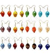 SAHVI HANDICRAFTS 12 Pairs Multicolor Glass Gold Plated Drop Ear Rings ...