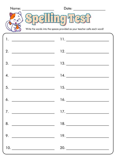 Spelling Word Practice Sheets Generator
