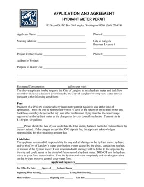 Fillable Online langleywa Hydrant Meter Permit Application and ...