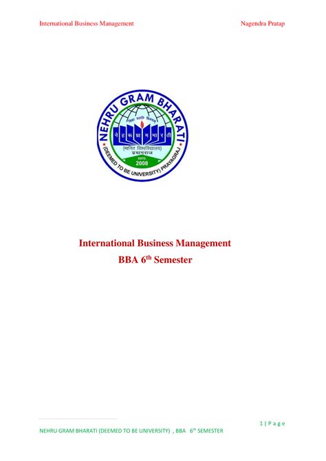 IBM - It is about International business notes of bba - 1 | P a g e ...