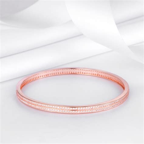 Dual Line CZ Rose Gold Plated 925 Sterling Silver Bracelet – Zavya