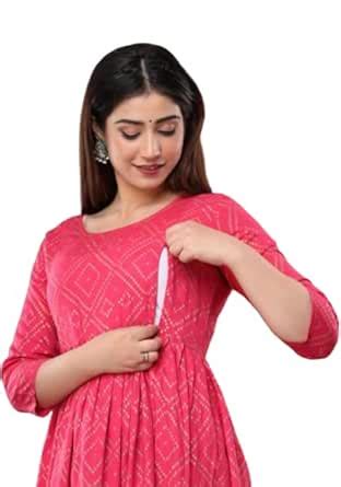 Buy Women's Maternity Feeding Printed Gown/Kurti (L, Rad) at Amazon.in