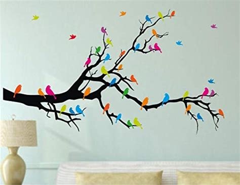 Heaven Decors - Nature Tree with Colorful Birds - Wall Sticker for ...