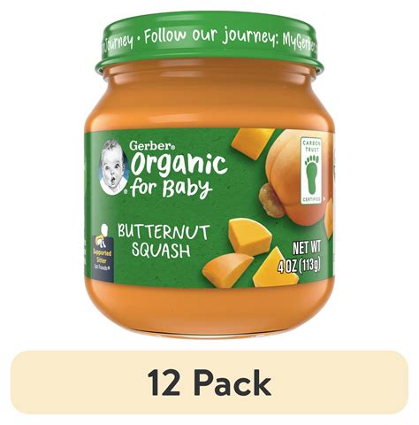 (12 pack) Gerber Stage 1 Baby Food, Organic Butternut Squash Jar ...
