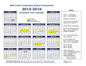 Noblesville School Corporation School Year Calendar