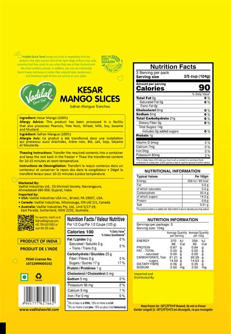 Kesar Mango Slices – Vadilal Quick Treat